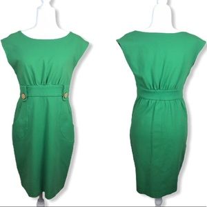 Tibi green large front button pockets dress